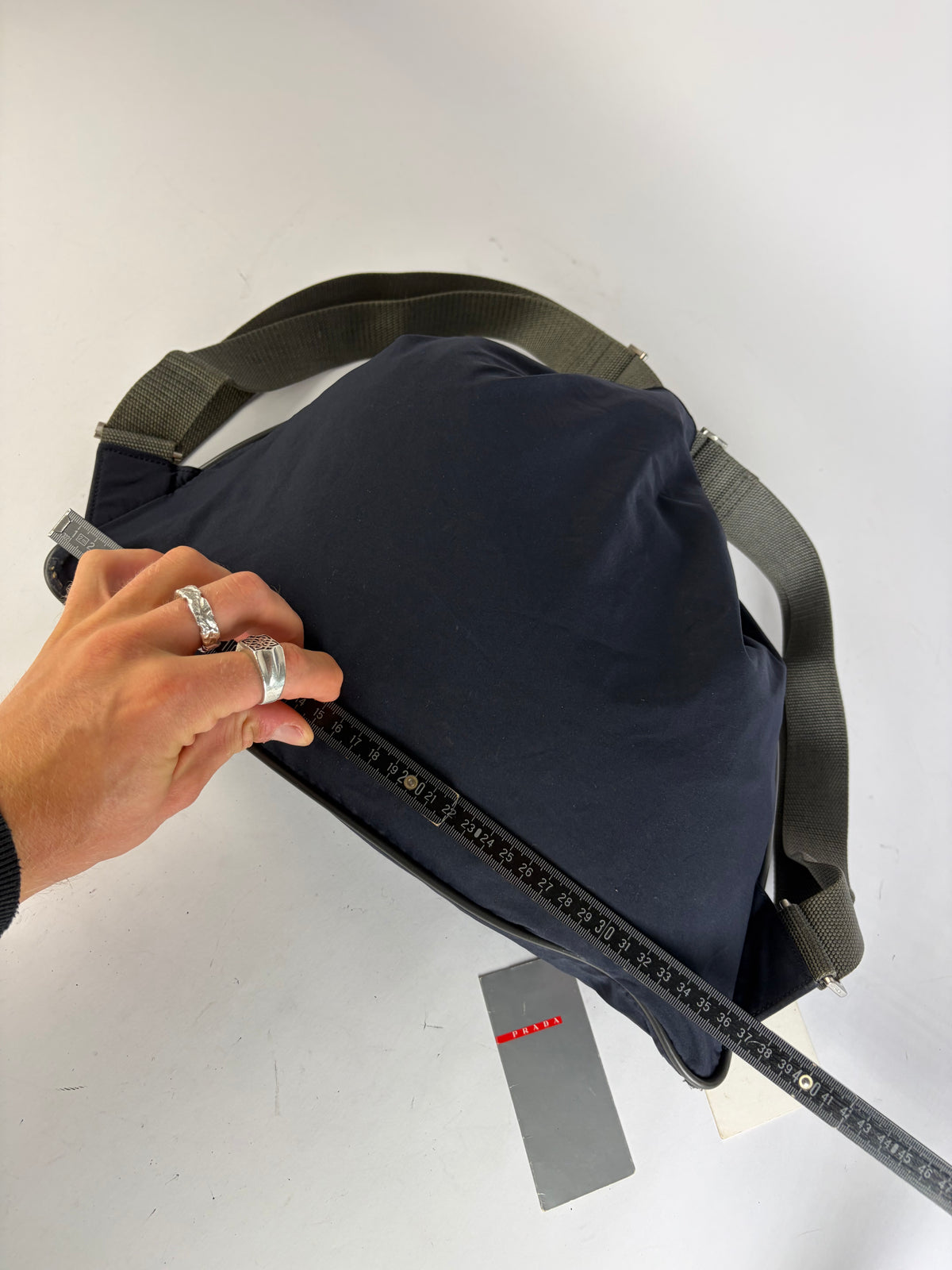 Vintage Prada Linea Rossa Drawstring Backpack Late 1990s Navy