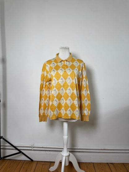 Vintage Dior Cotton Polo Shirt Yellow Cream L