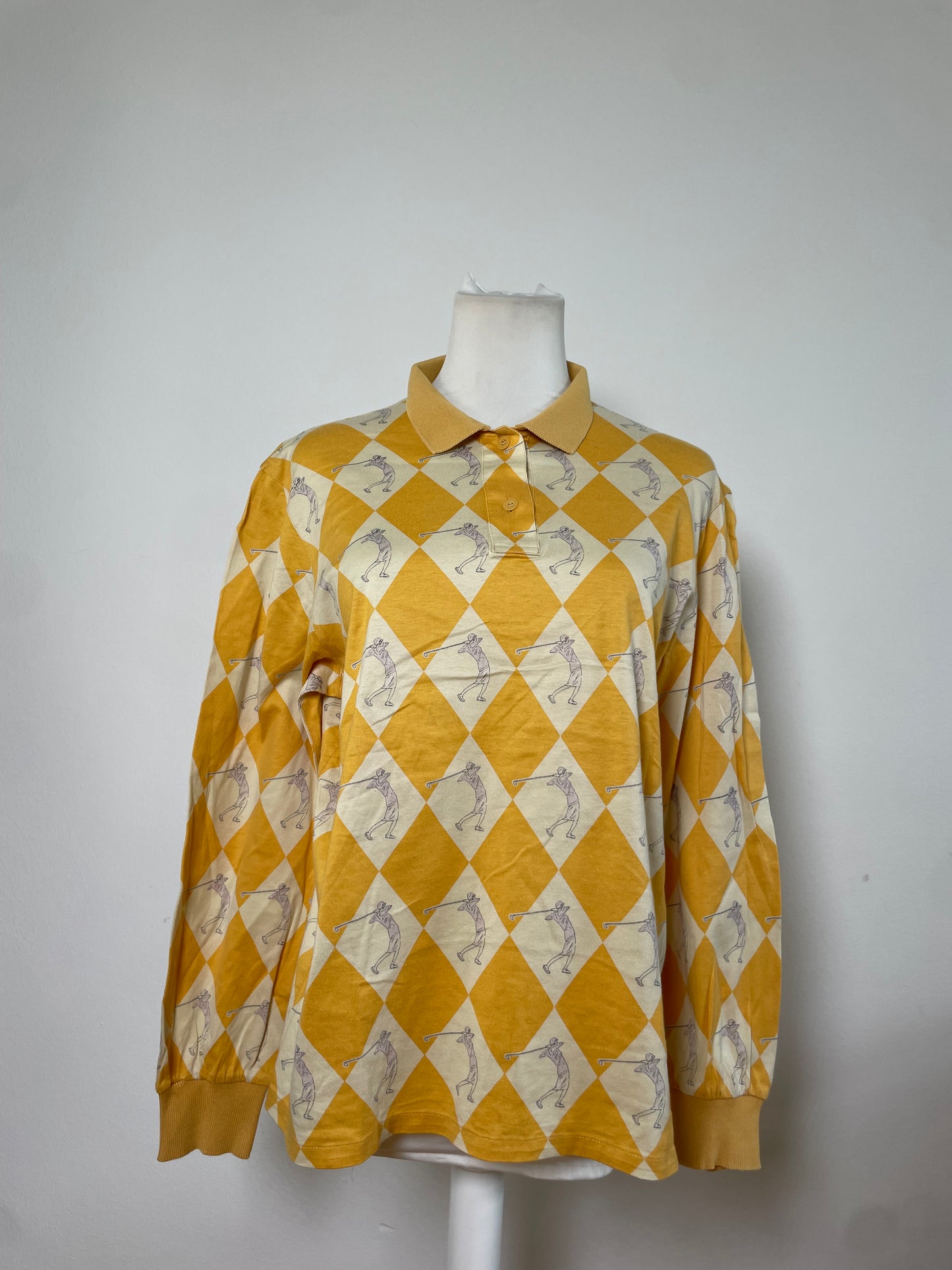 Vintage Dior Cotton Polo Shirt Yellow Cream L