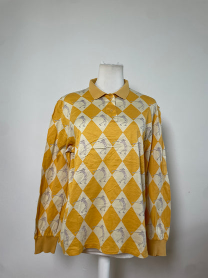 Vintage Dior Cotton Polo Shirt Yellow Cream L