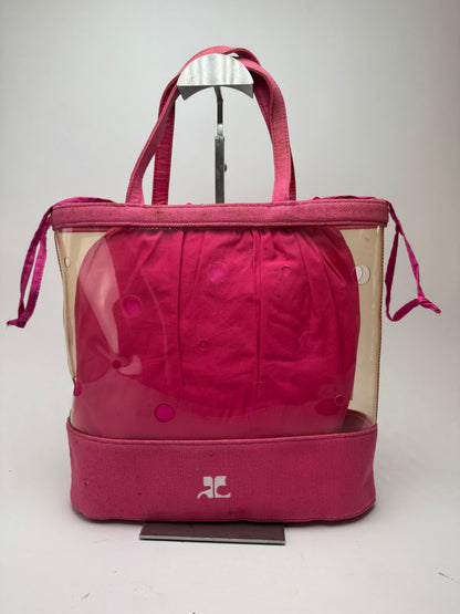 Sac 2 en 1 vintage Courrèges en toile PVC transparente Rose