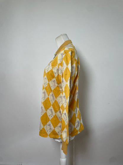 Vintage Dior Cotton Polo Shirt Yellow Cream L
