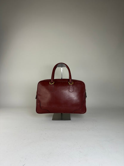 Vintage Cartier Leather Tote Bag Burgundy Gold-tone