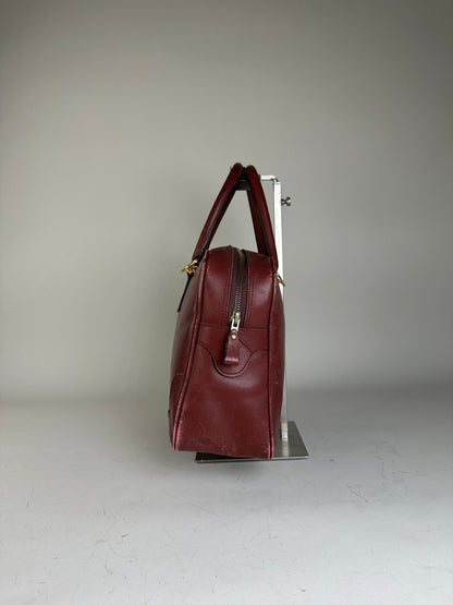 Vintage Cartier Leather Tote Bag Burgundy Gold-tone