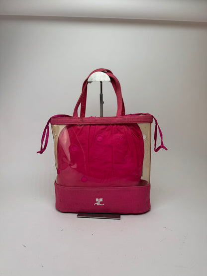 Sac 2 en 1 vintage Courrèges en toile PVC transparente Rose