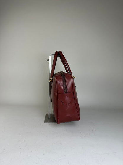 Vintage Cartier Leather Tote Bag Burgundy Gold-tone