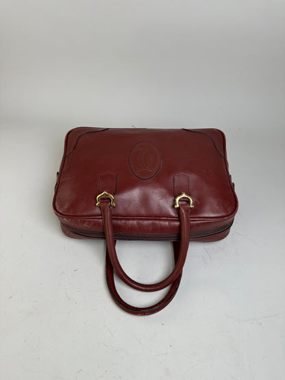 Vintage Cartier Leather Tote Bag Burgundy Gold-tone