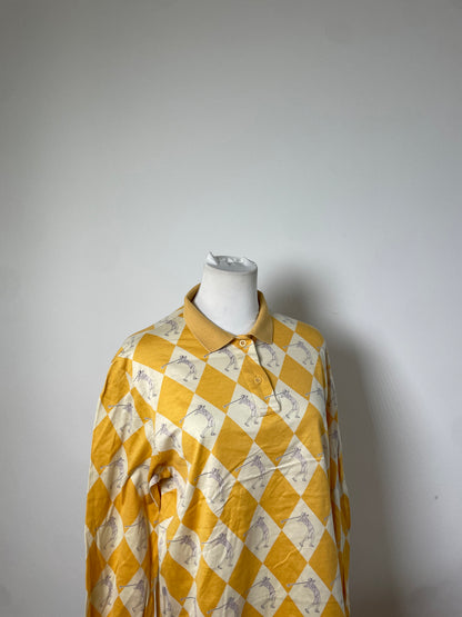 Vintage Dior Cotton Polo Shirt Yellow Cream L