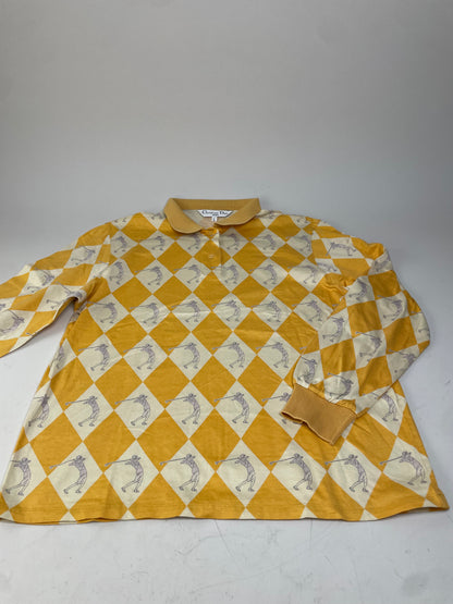 Vintage Dior Cotton Polo Shirt Yellow Cream L