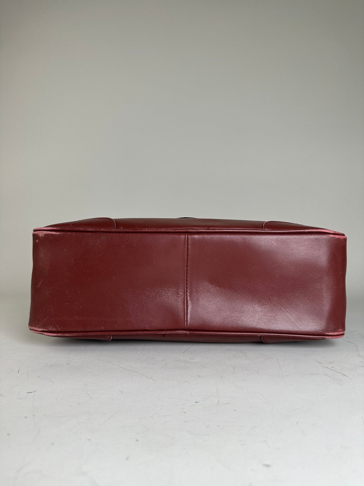 Vintage Cartier Leather Tote Bag Burgundy Gold-tone