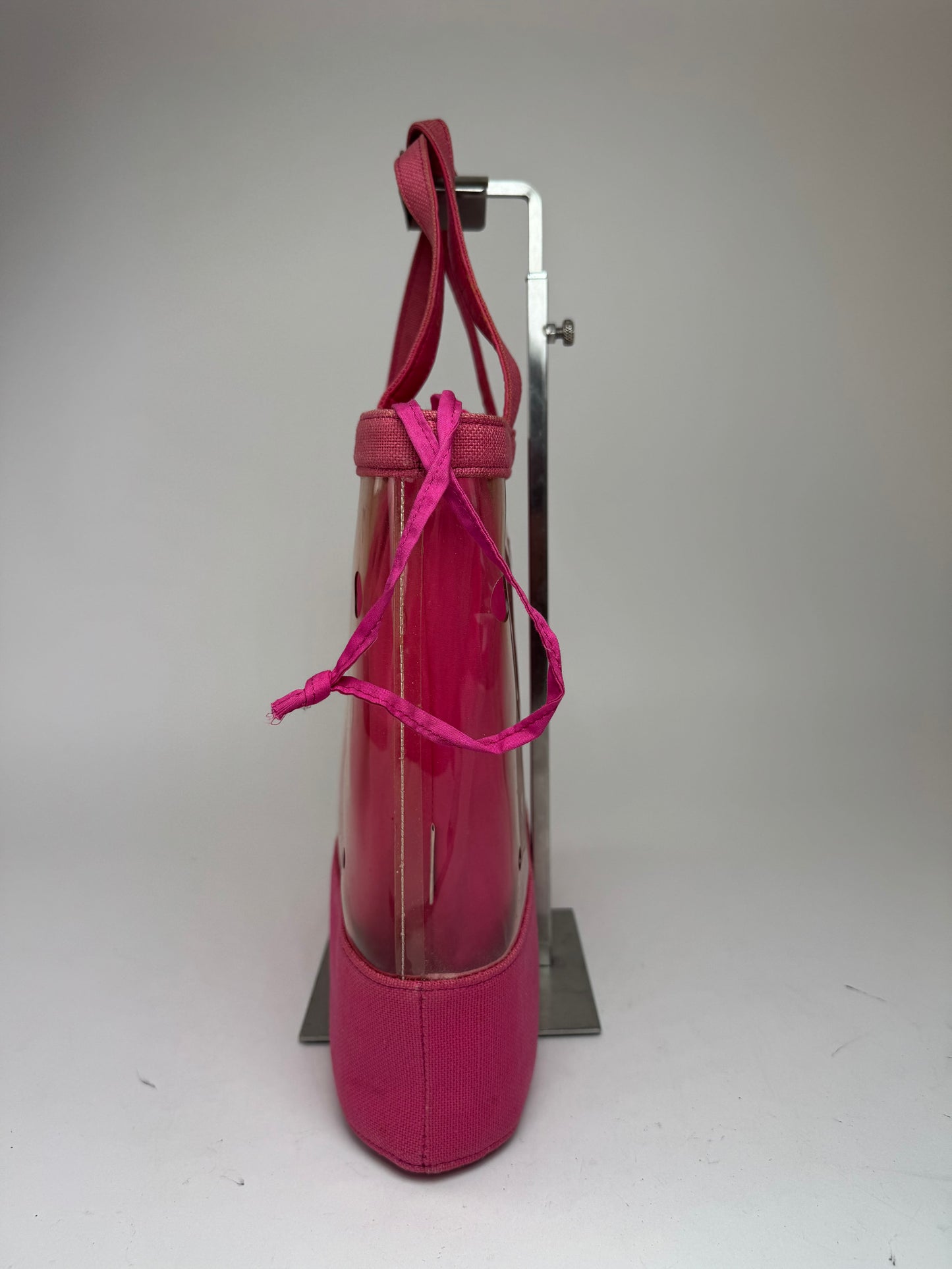 Sac 2 en 1 vintage Courrèges en toile PVC transparente Rose