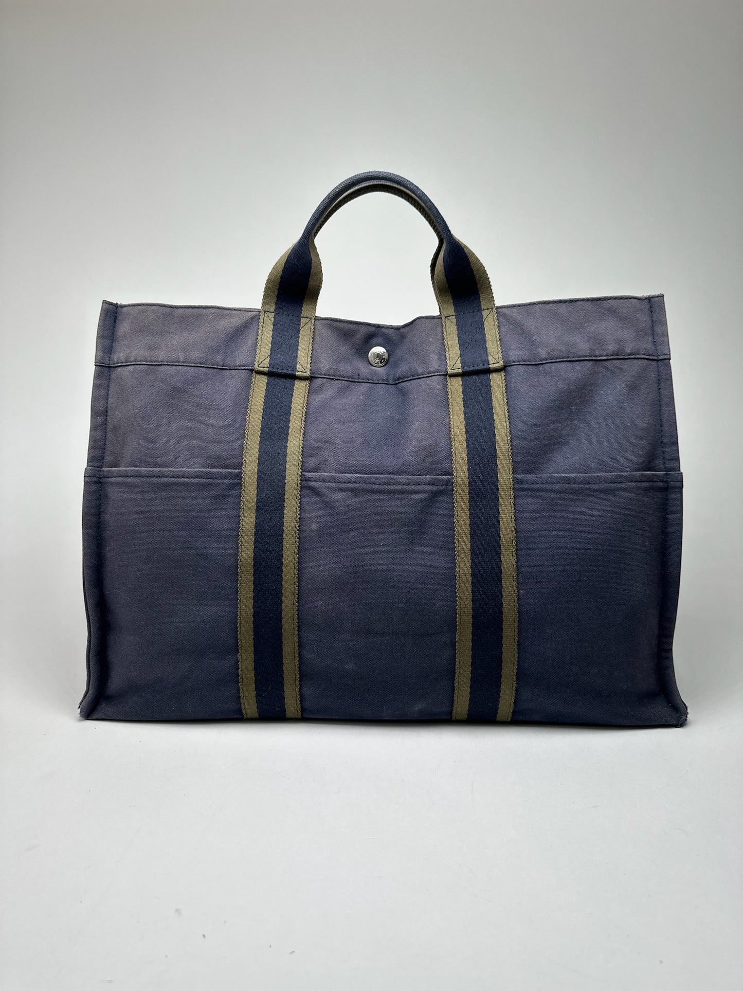 Vintage Hermes Canvas Shopper Navy