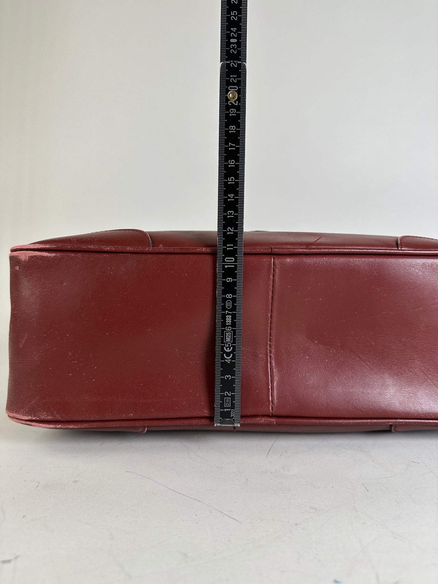 Vintage Cartier Leather Tote Bag Burgundy Gold-tone