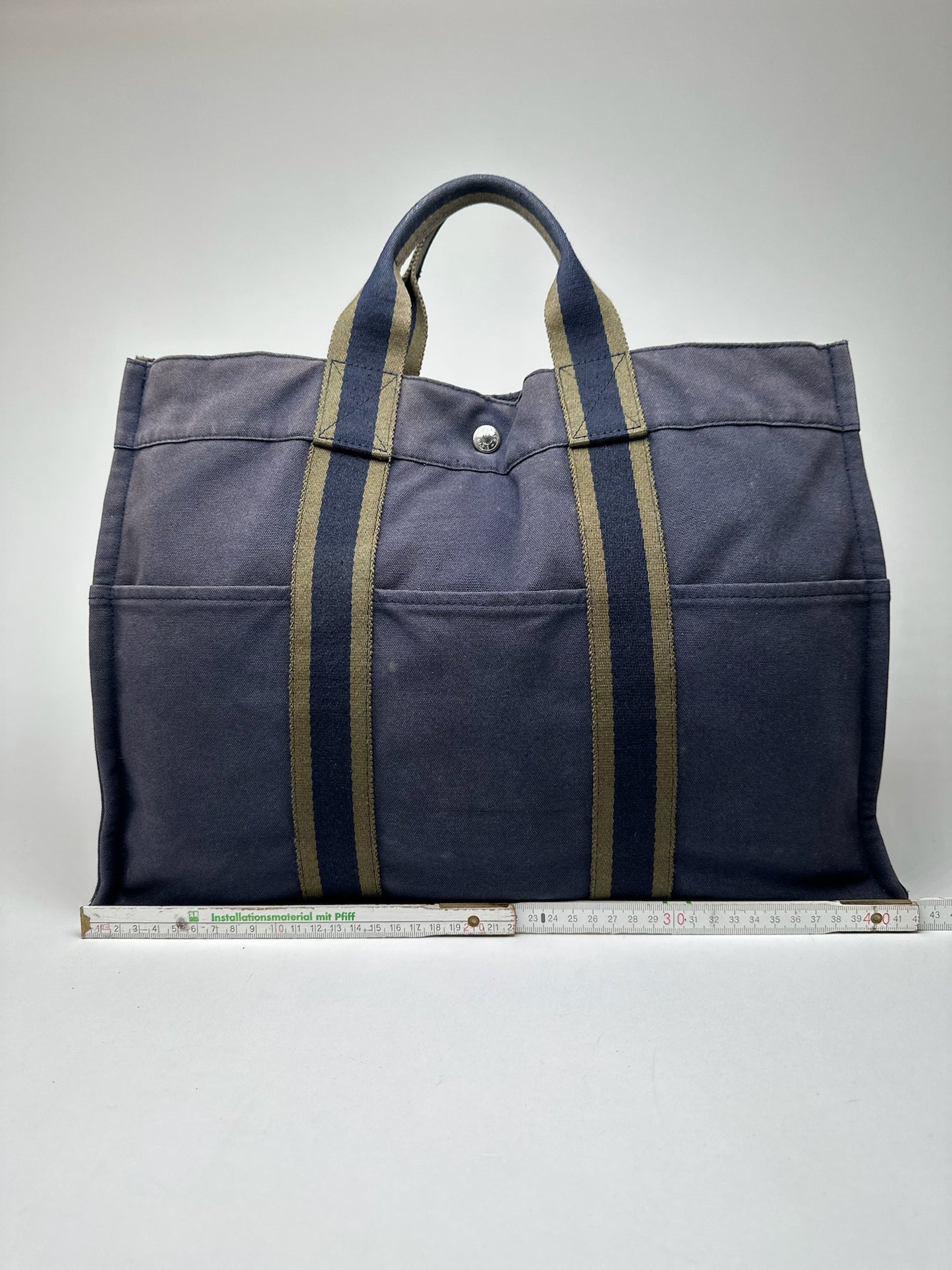 Vintage Hermes Canvas Shopper Navy