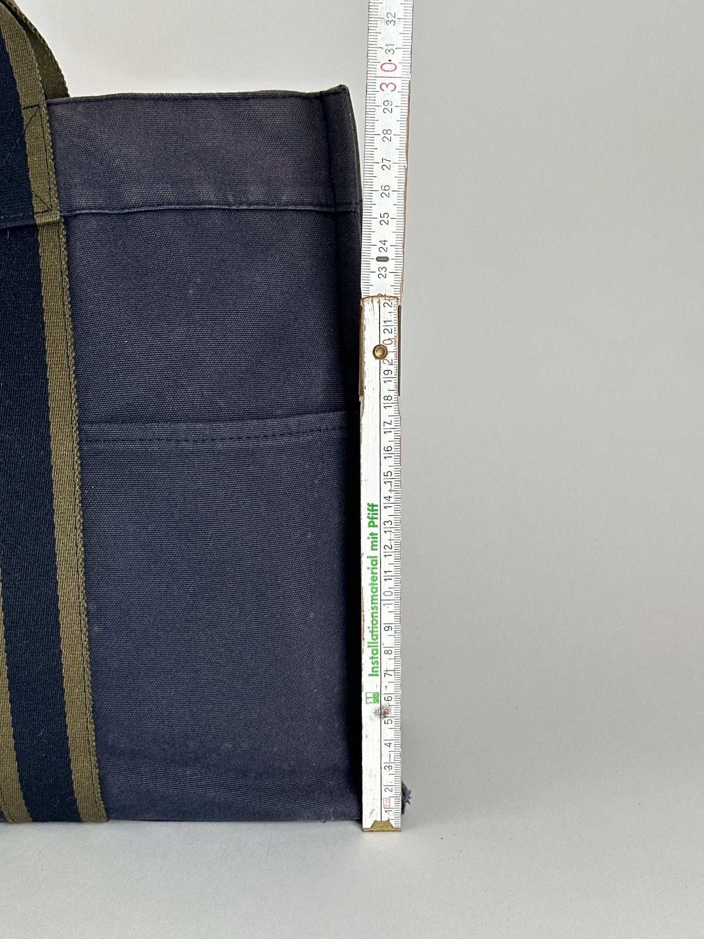 Vintage Hermes Canvas Shopper Navy