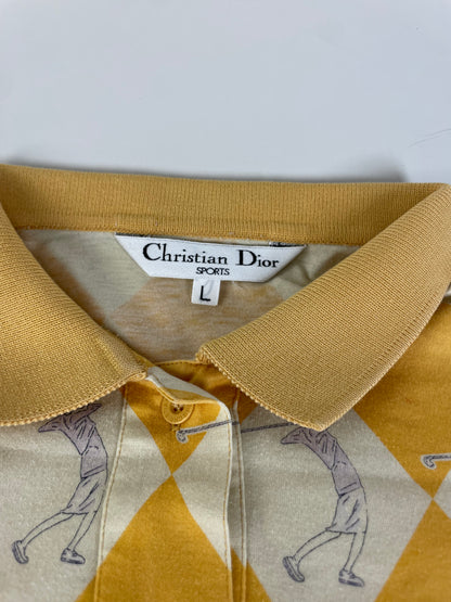 Vintage Dior Cotton Polo Shirt Yellow Cream L