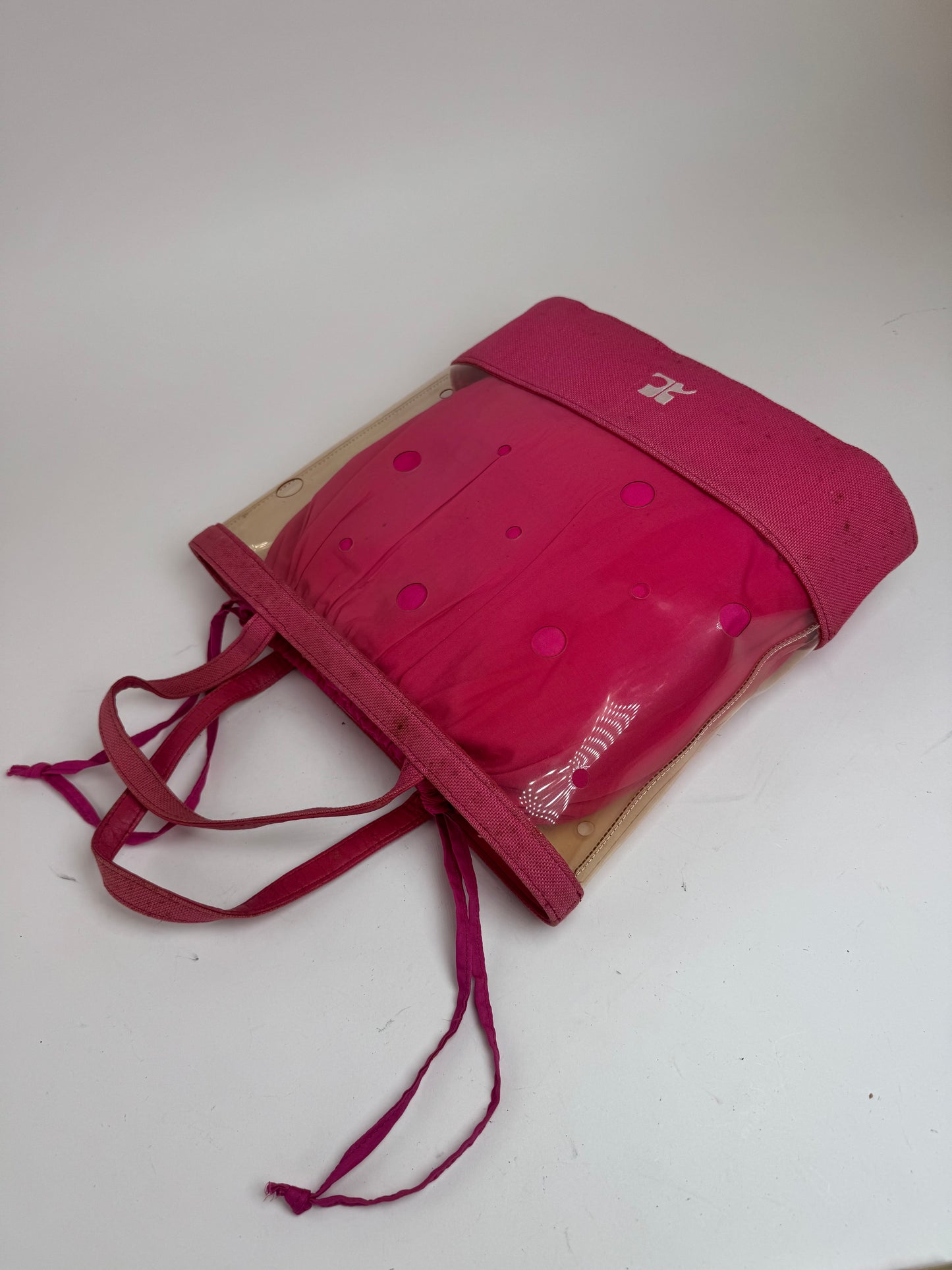 Sac 2 en 1 vintage Courrèges en toile PVC transparente Rose
