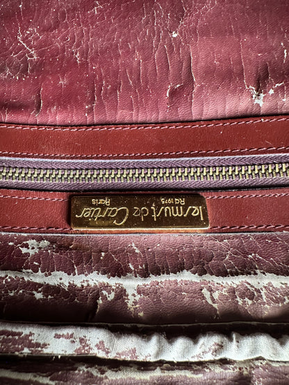 Vintage Cartier Leather Tote Bag Burgundy Gold-tone