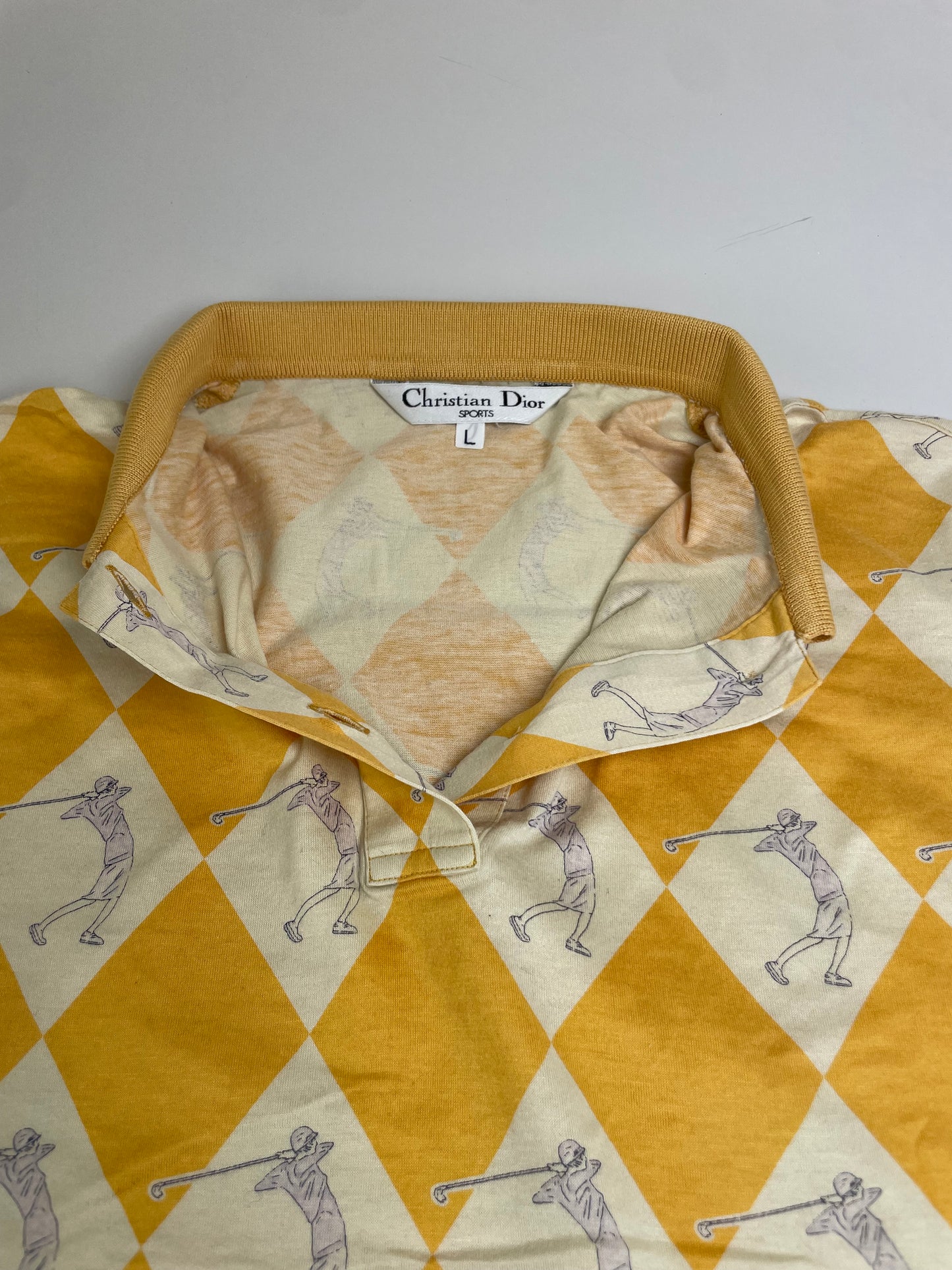 Vintage Dior Cotton Polo Shirt Yellow Cream L