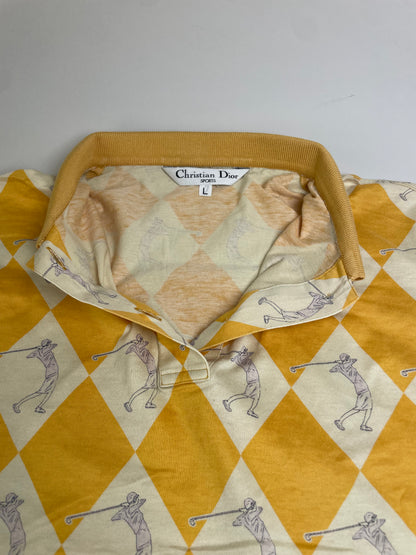 Vintage Dior Cotton Polo Shirt Yellow Cream L