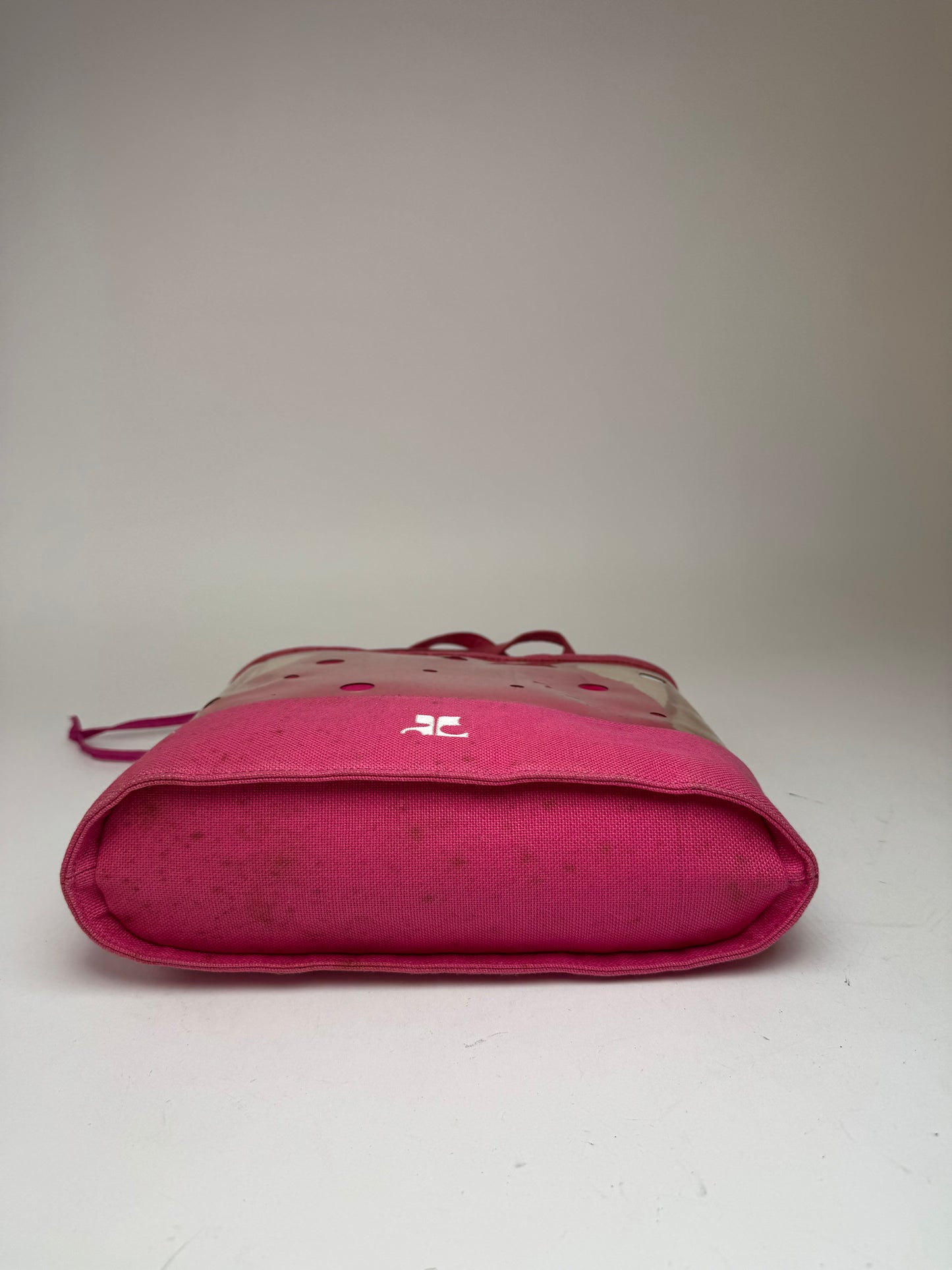 Sac 2 en 1 vintage Courrèges en toile PVC transparente Rose