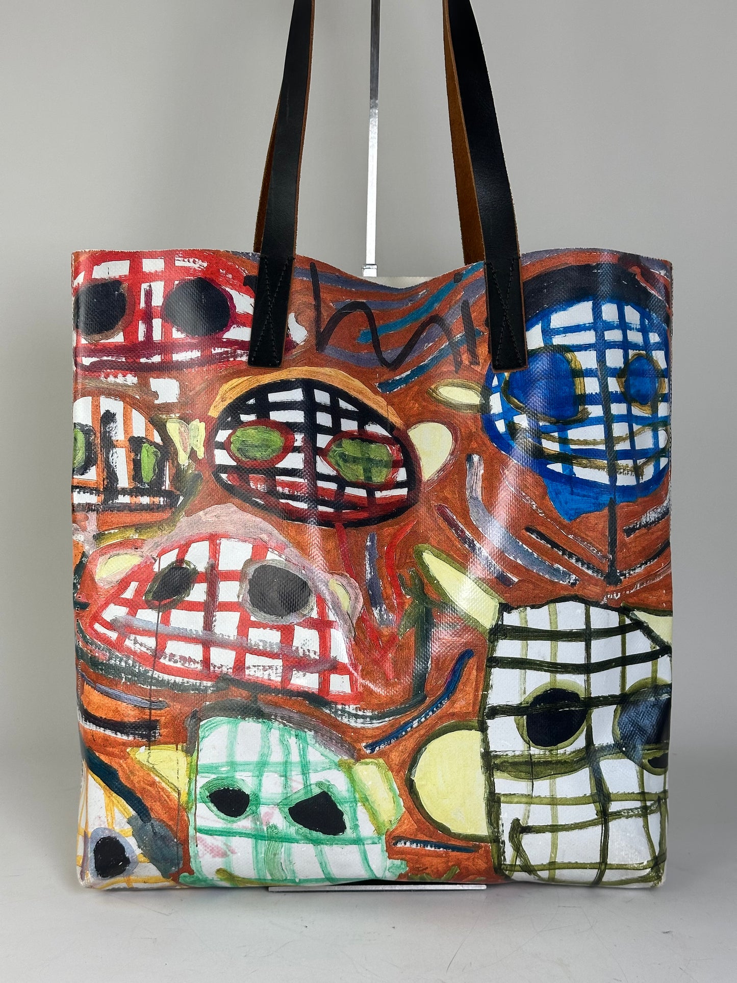 Vintage Marni Coated Canvas Tote Red Blue Green White