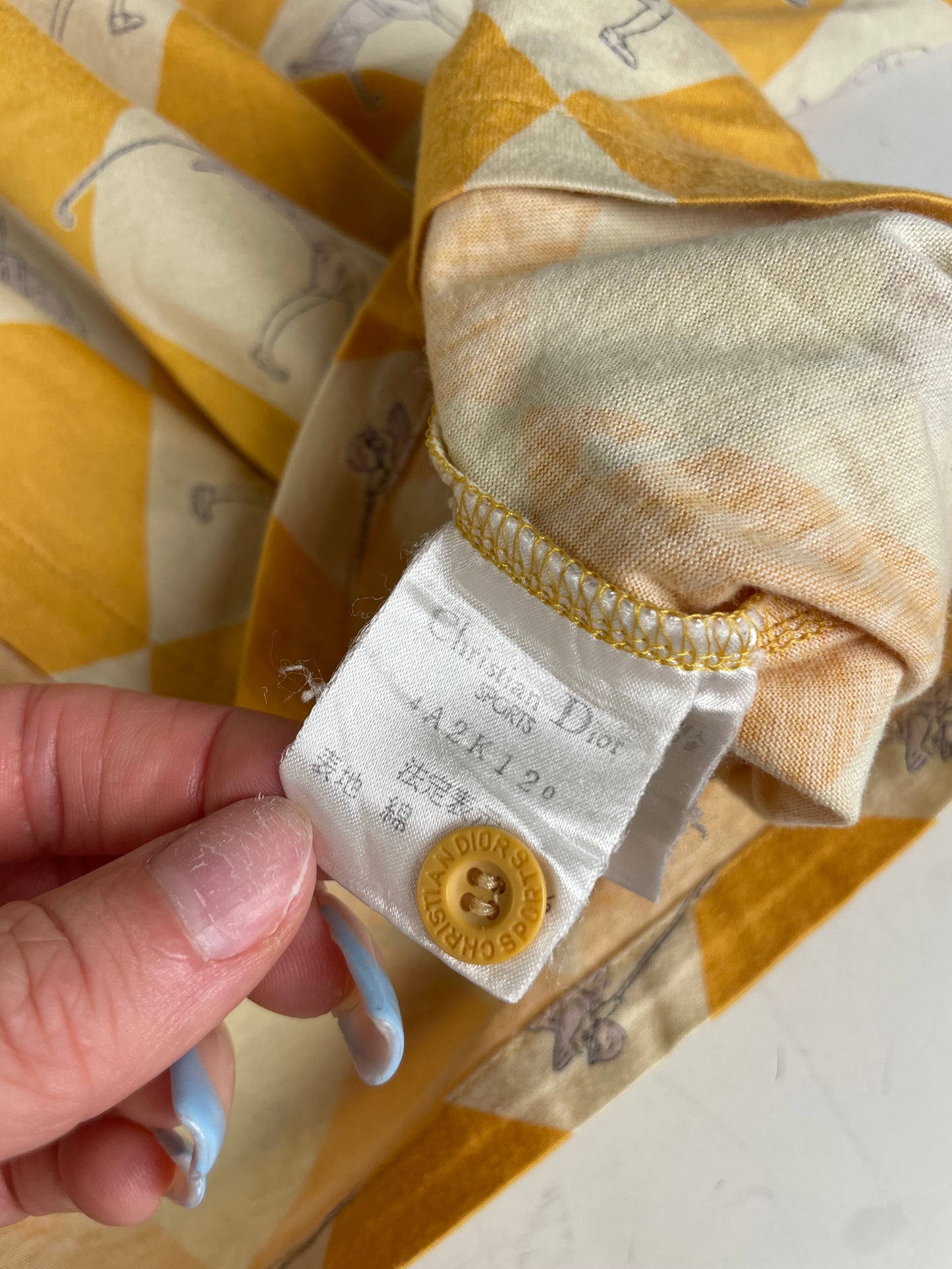 Vintage Dior Cotton Polo Shirt Yellow Cream L