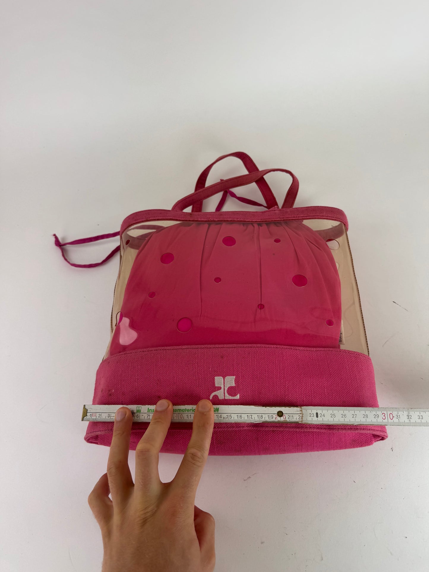 Sac 2 en 1 vintage Courrèges en toile PVC transparente Rose