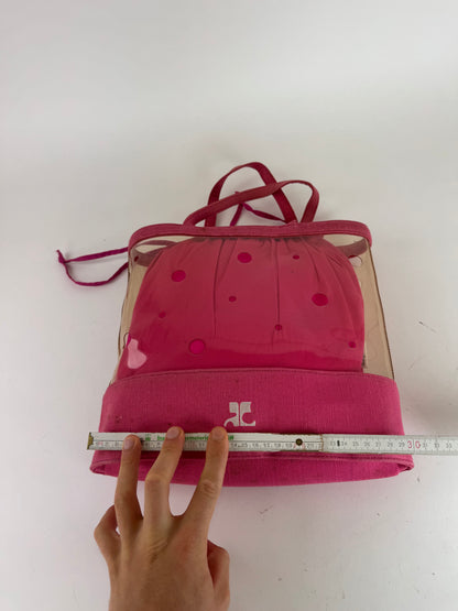 Sac 2 en 1 vintage Courrèges en toile PVC transparente Rose