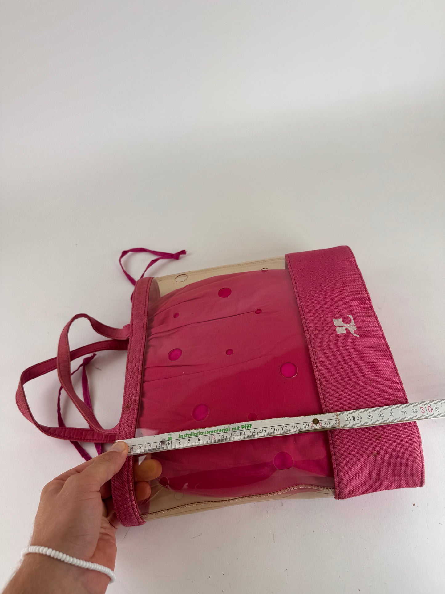 Sac 2 en 1 vintage Courrèges en toile PVC transparente Rose