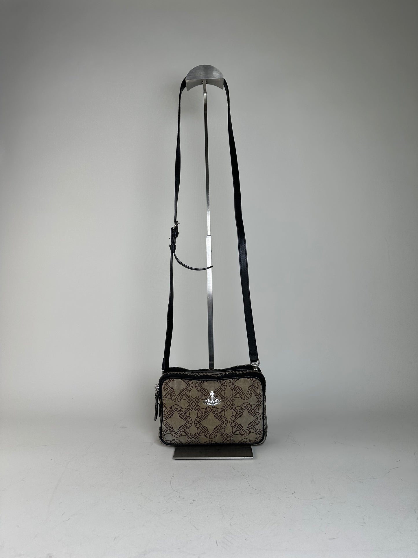 Vintage Vivienne Westwood Coated Canvas Crossbody Bag Beige Brown
