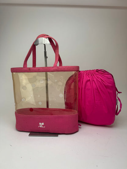 Sac 2 en 1 vintage Courrèges en toile PVC transparente Rose