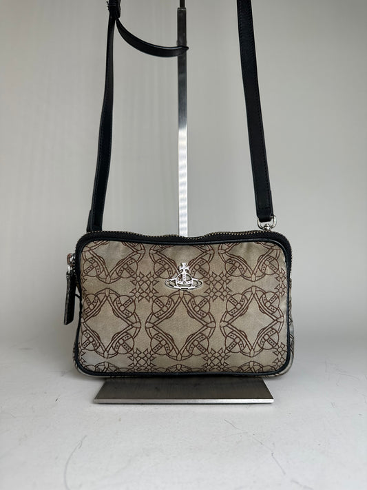 Vintage Vivienne Westwood Coated Canvas Crossbody Bag Beige Brown