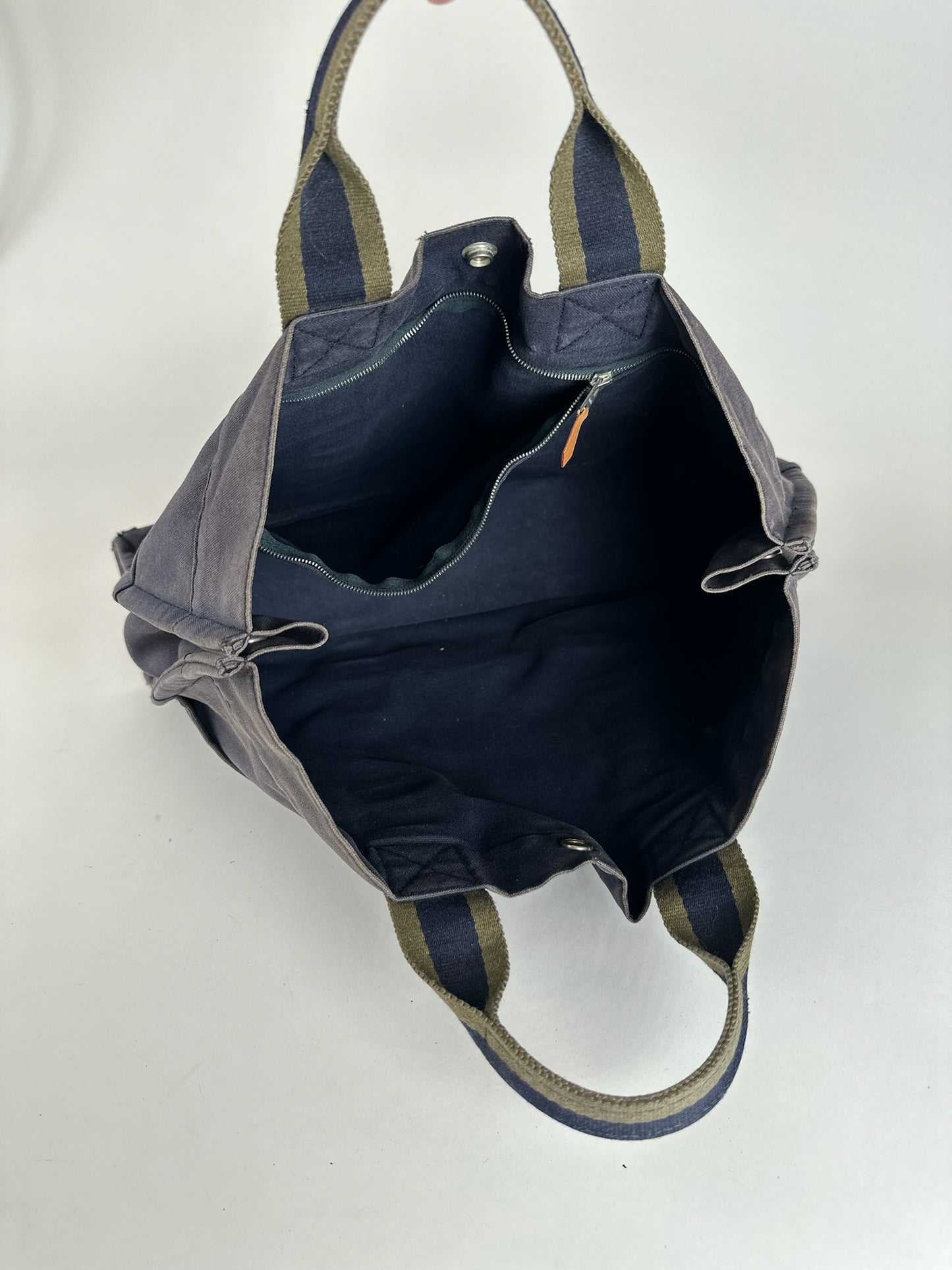 Vintage Hermes Canvas Shopper Navy