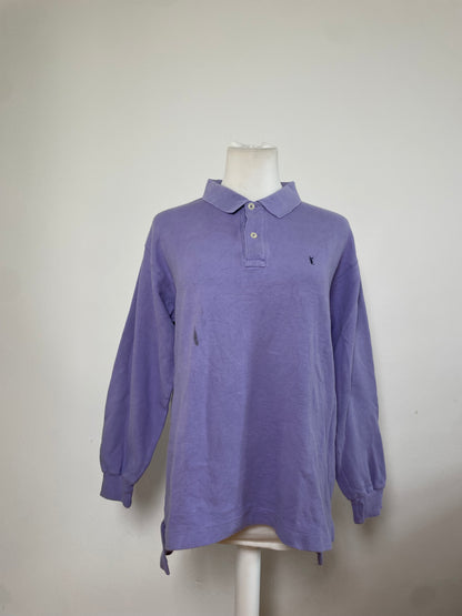 Vintage Yves Saint Laurent Cotton Long Sleeve Polo Light Purple M