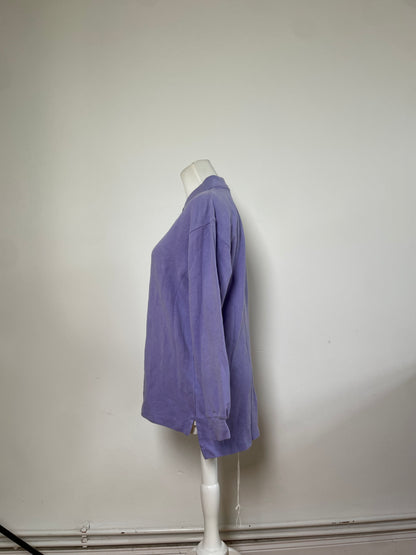 Vintage Yves Saint Laurent Cotton Long Sleeve Polo Light Purple M