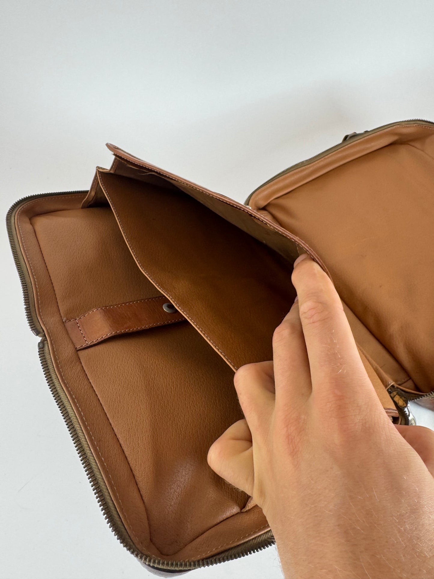 Vintage Celine Paris 2Way leather Triomphe Bag beige