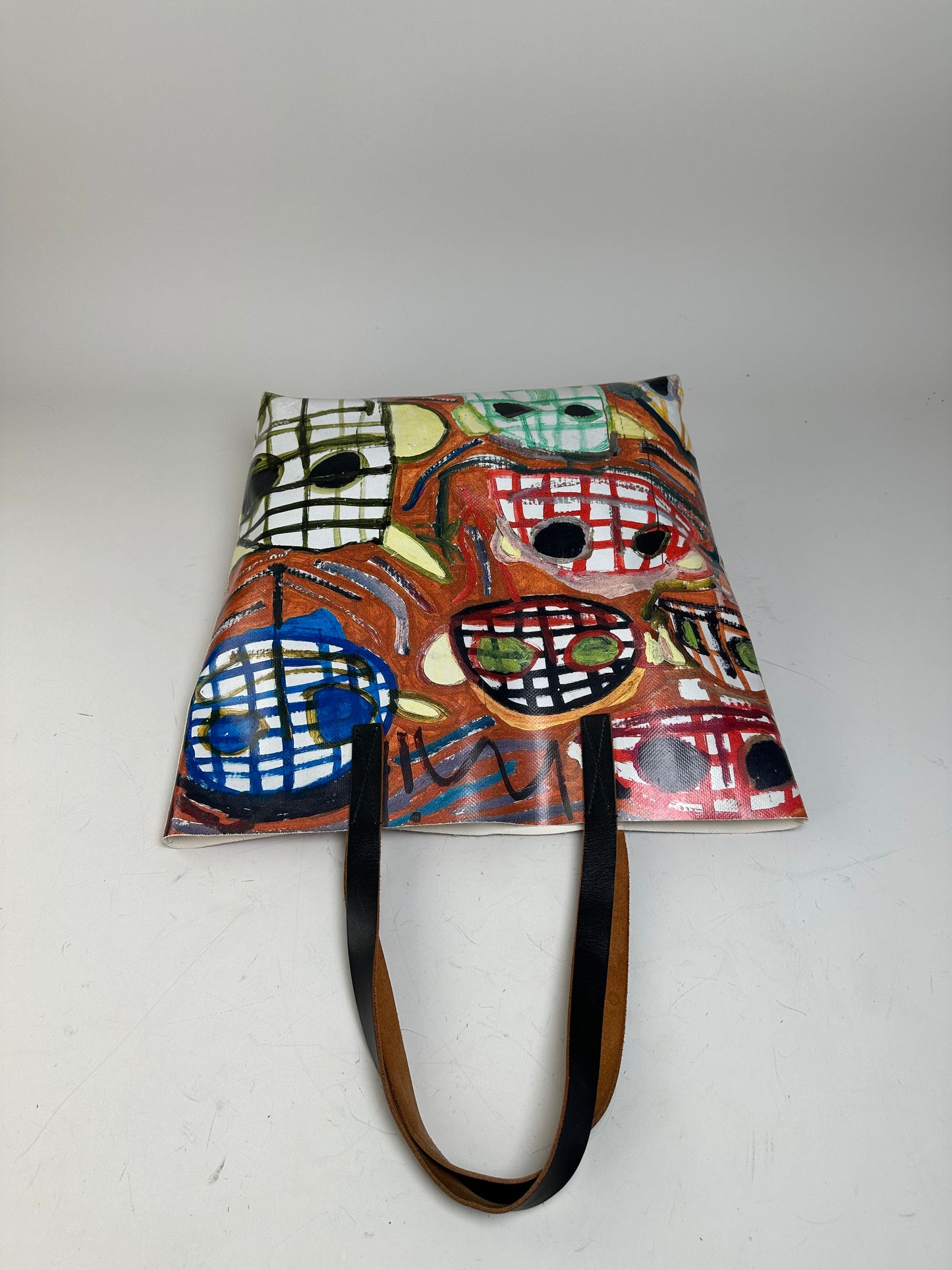 Vintage Marni Coated Canvas Tote Red Blue Green White