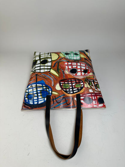 Vintage Marni Coated Canvas Tote Red Blue Green White