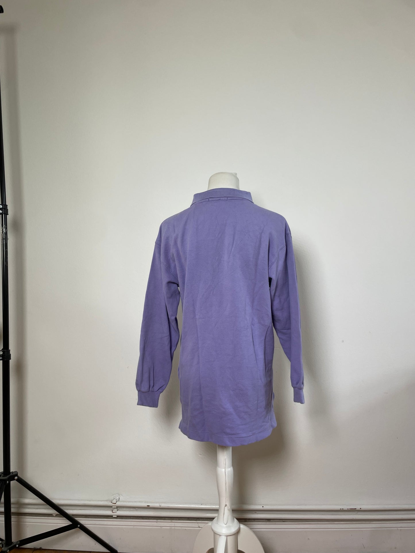 Vintage Yves Saint Laurent Cotton Long Sleeve Polo Light Purple M
