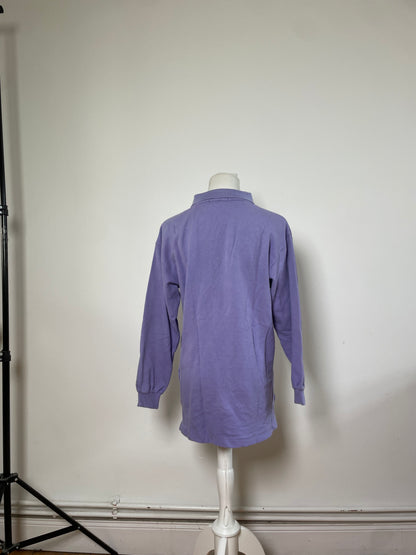 Vintage Yves Saint Laurent Cotton Long Sleeve Polo Light Purple M