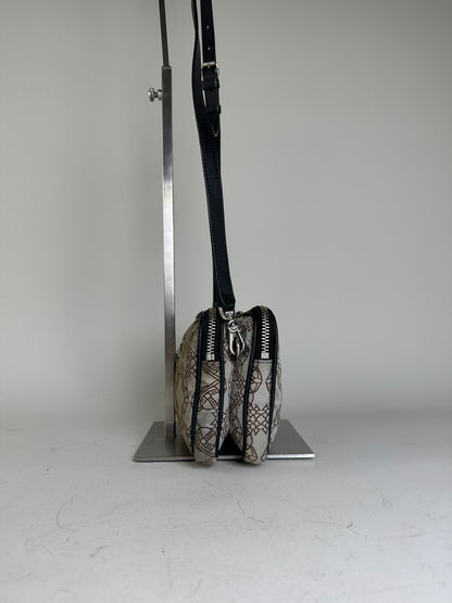 Vintage Vivienne Westwood Coated Canvas Crossbody Bag Beige Brown