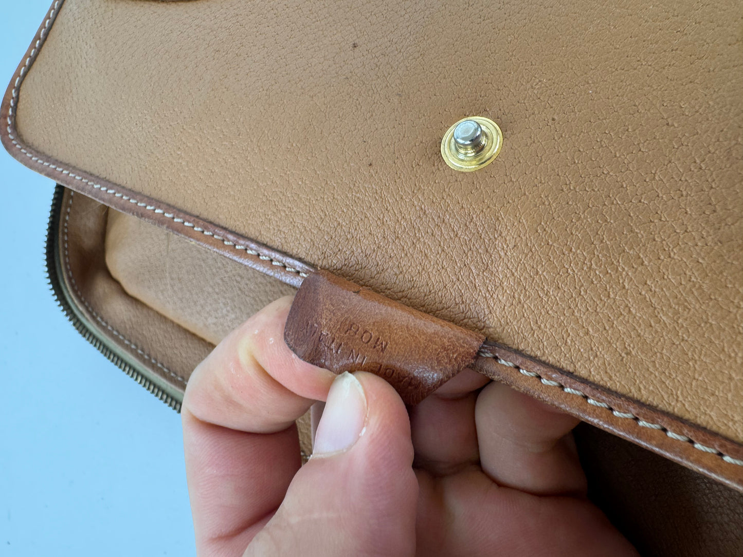 Vintage Celine Paris 2Way leather Triomphe Bag beige