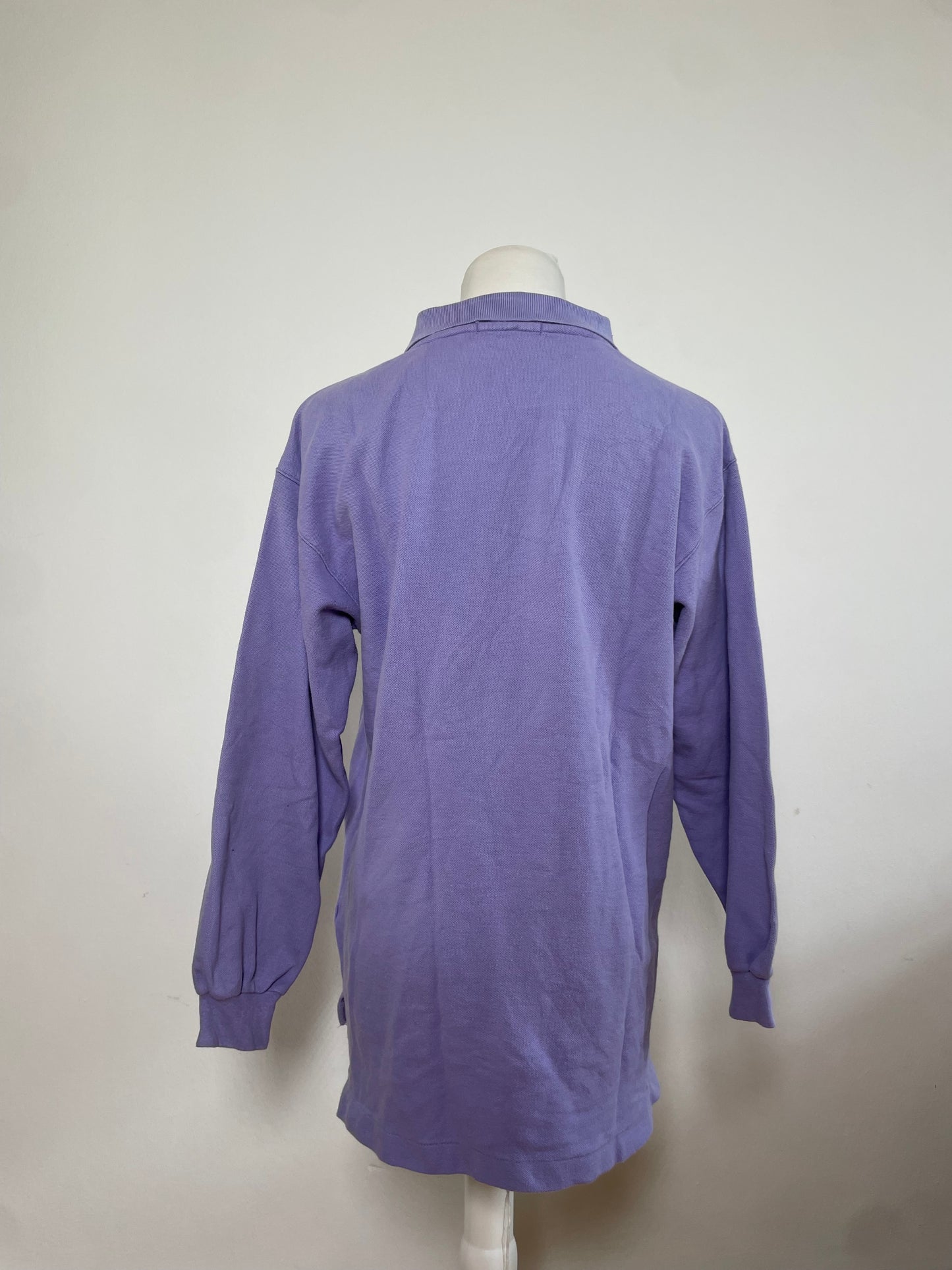 Vintage Yves Saint Laurent Cotton Long Sleeve Polo Light Purple M
