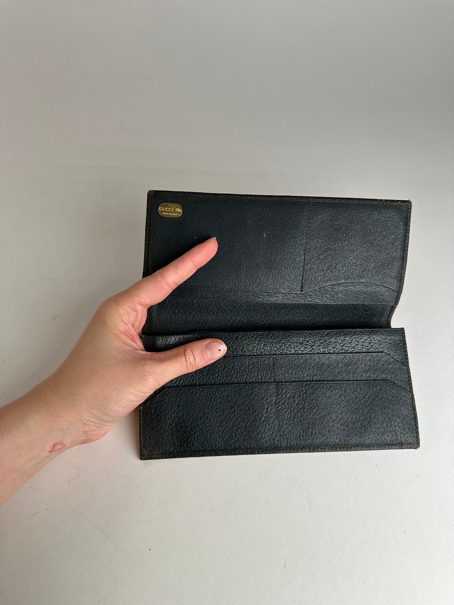 Vintage Gucci Ophidia Monogram Leather ID Holder Card Holder Grey Brown