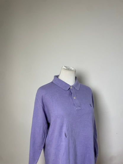 Vintage Yves Saint Laurent Cotton Long Sleeve Polo Light Purple M