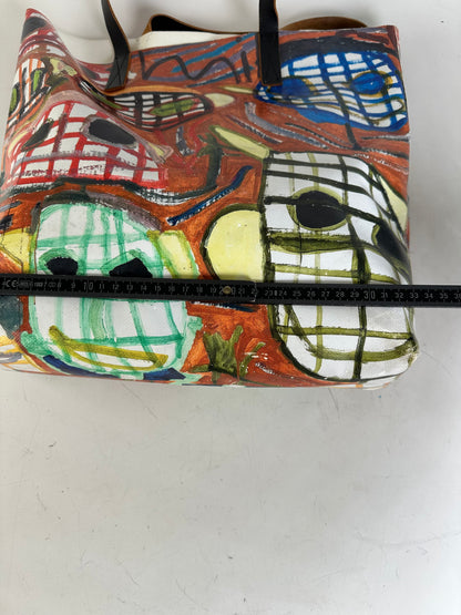 Vintage Marni Coated Canvas Tote Red Blue Green White