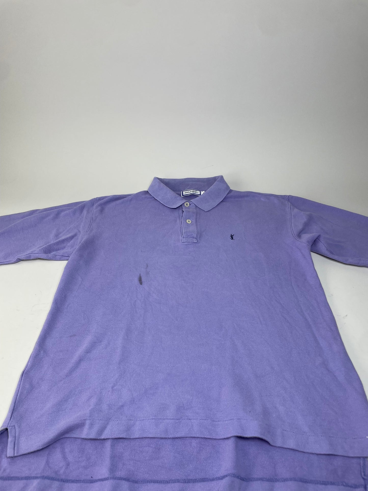 Vintage Yves Saint Laurent Cotton Long Sleeve Polo Light Purple M