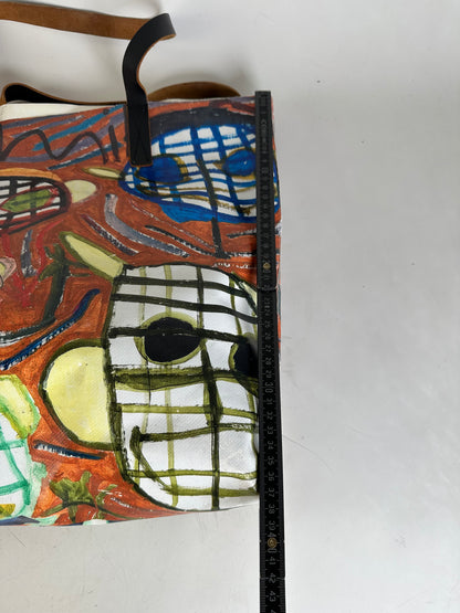 Vintage Marni Coated Canvas Tote Red Blue Green White