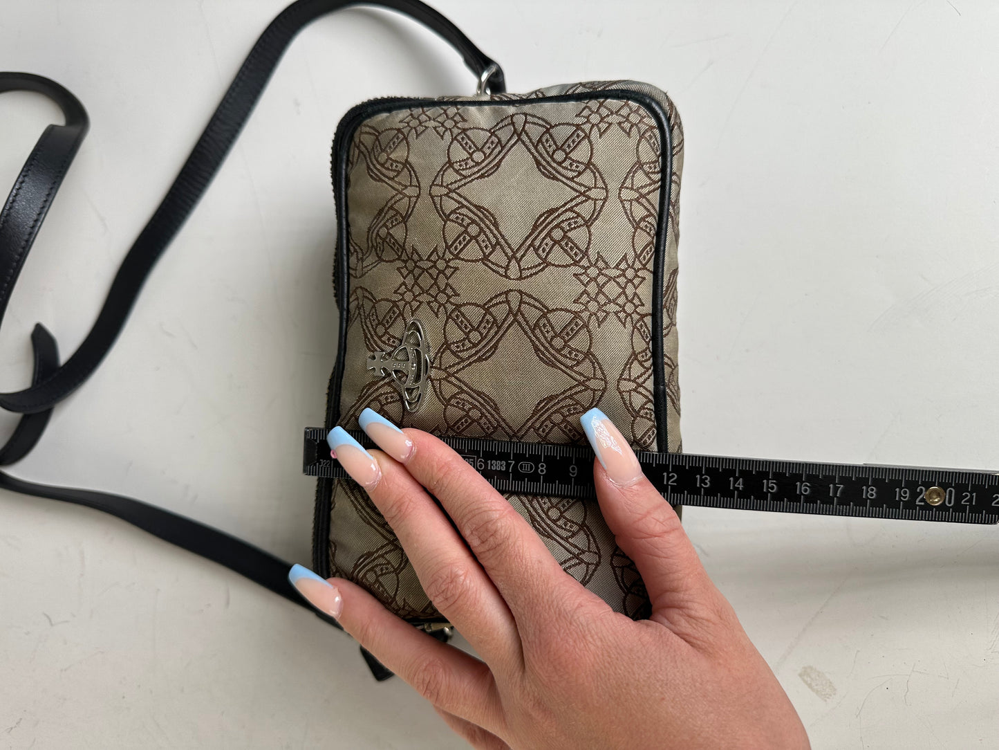 Vintage Vivienne Westwood Coated Canvas Crossbody Bag Beige Brown
